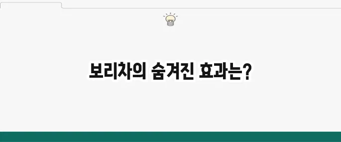 보리차 효능과 부작용: 건강하게 마시는 방법