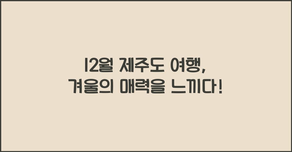 12월 제주도 여행
