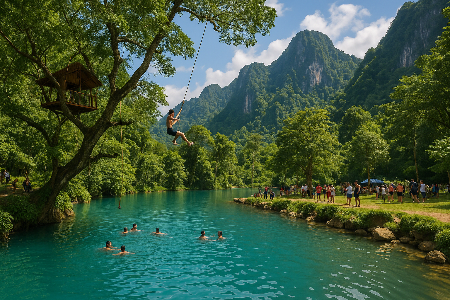 방비엥 블루라군 관련 사진