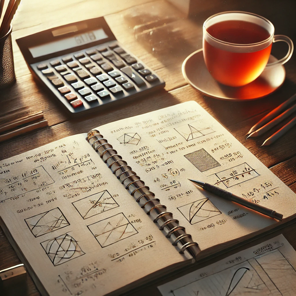 수학 공식 가득 채워진 노트