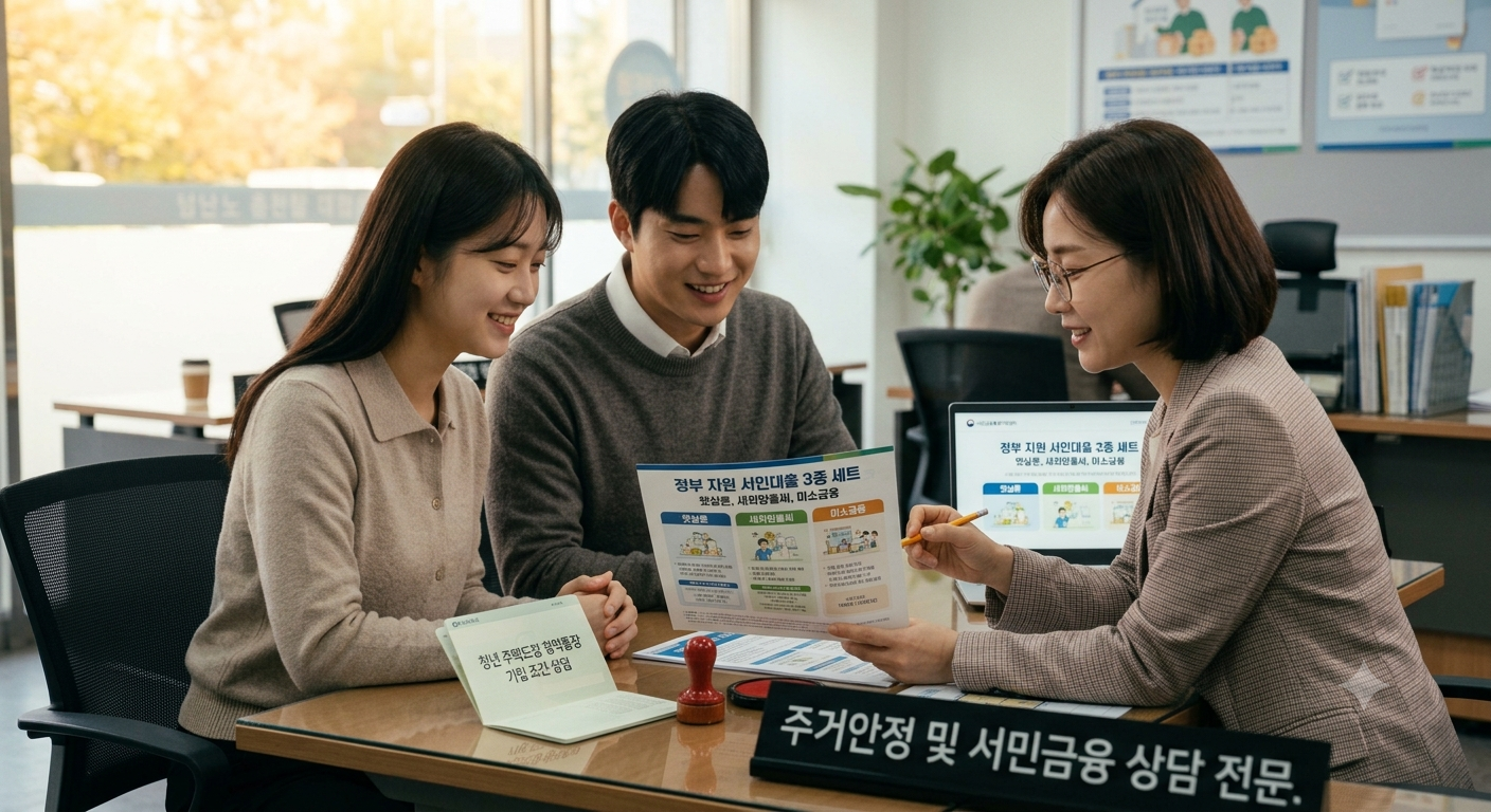 정부 지원 서민대출 3종 세트 햇살론 새희망홀씨 미소금융 상담 모습