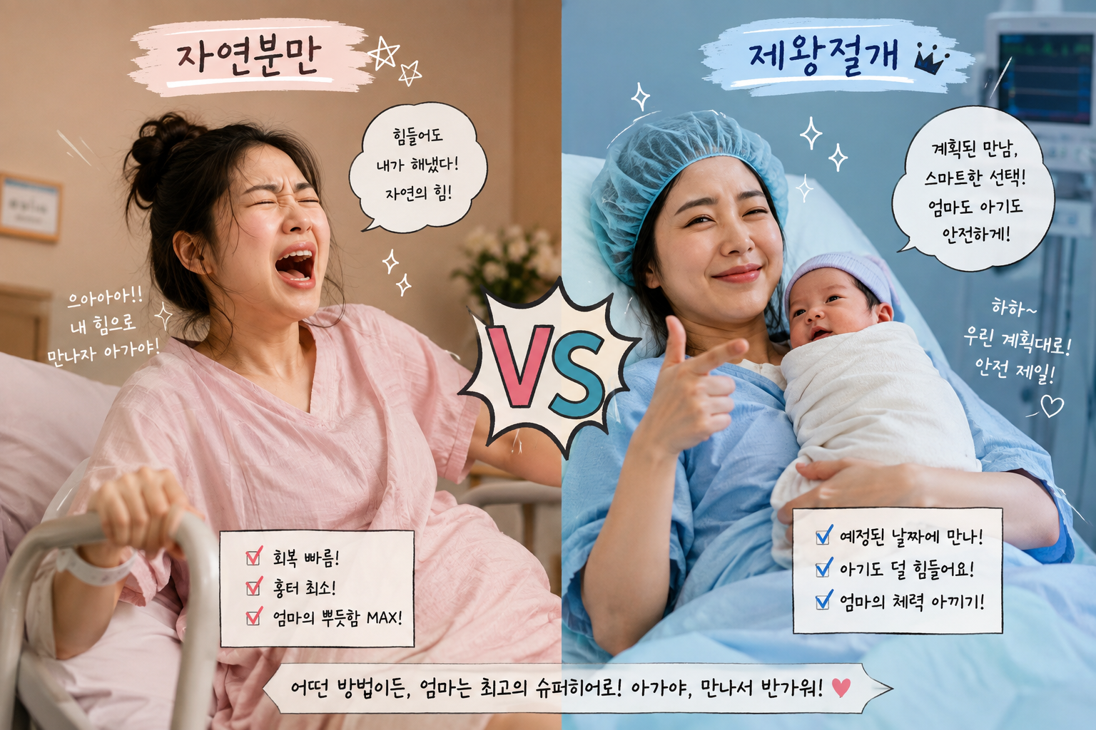 자연분만 제왕절개 차이점, 장단점, 회복 과정 총정리(임신성 고혈압 실제 겪은 사례)