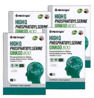 하이큐 포스파티딜세린 고함량 300mg 은행잎추출물 기억력 인지질 징코 비타민E 함유, 30정, 4개