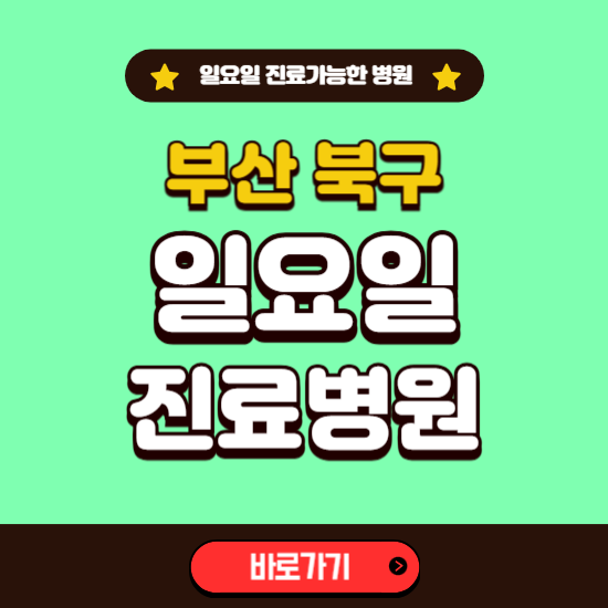 부산 북구 일요일 진료 가능한 병원 ❘ 주말 문여는 곳 총정리 (소아과, 내과, 안과, 치과, 피부과, 정형외과, 산부인과)