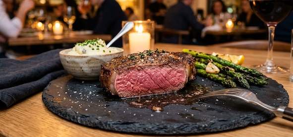 a slice of steak