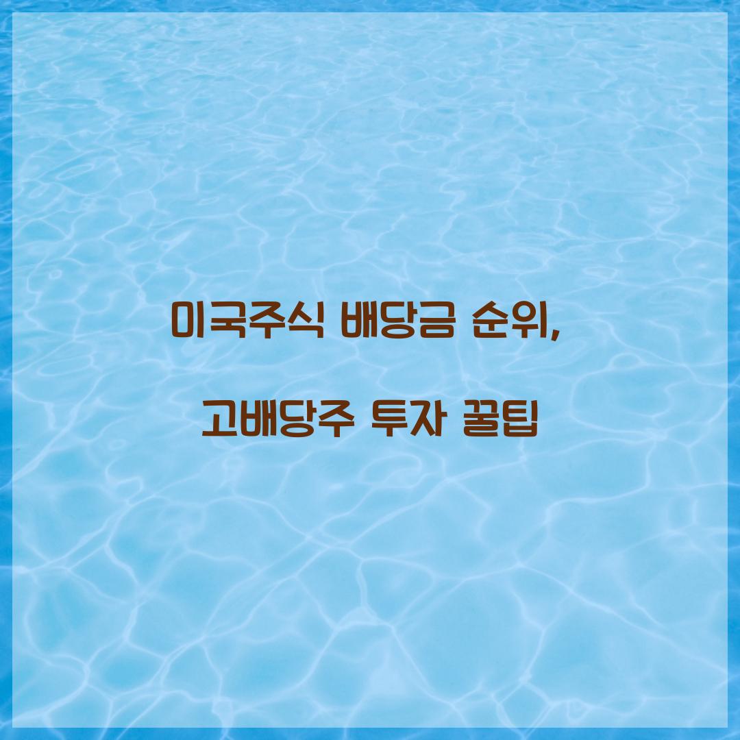 미국주식 배당금 순위