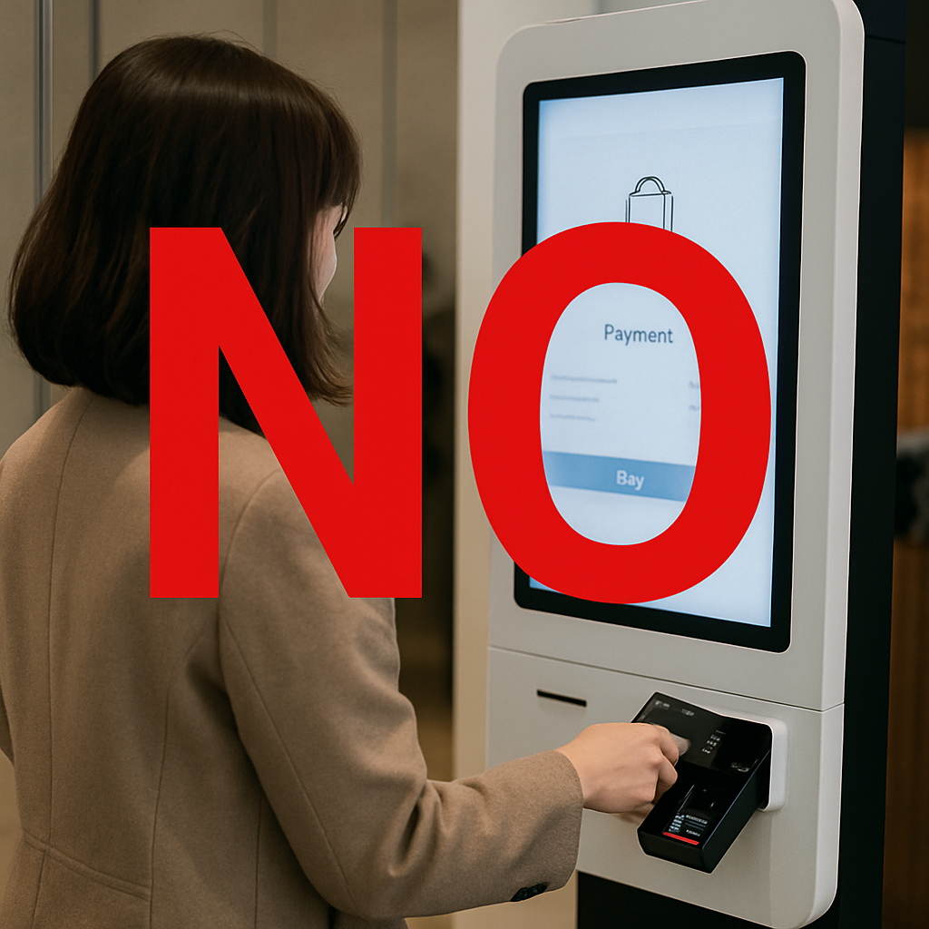 민생회복 소비쿠폰 키오스크에서는 사용 불가능함을 설명하는 사진