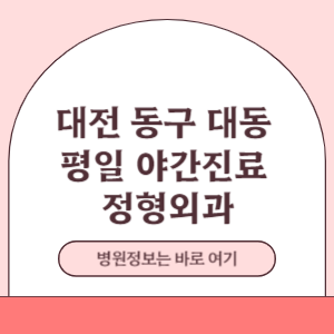 대전 동구 대동 야간진료 정형외과 진료 병원