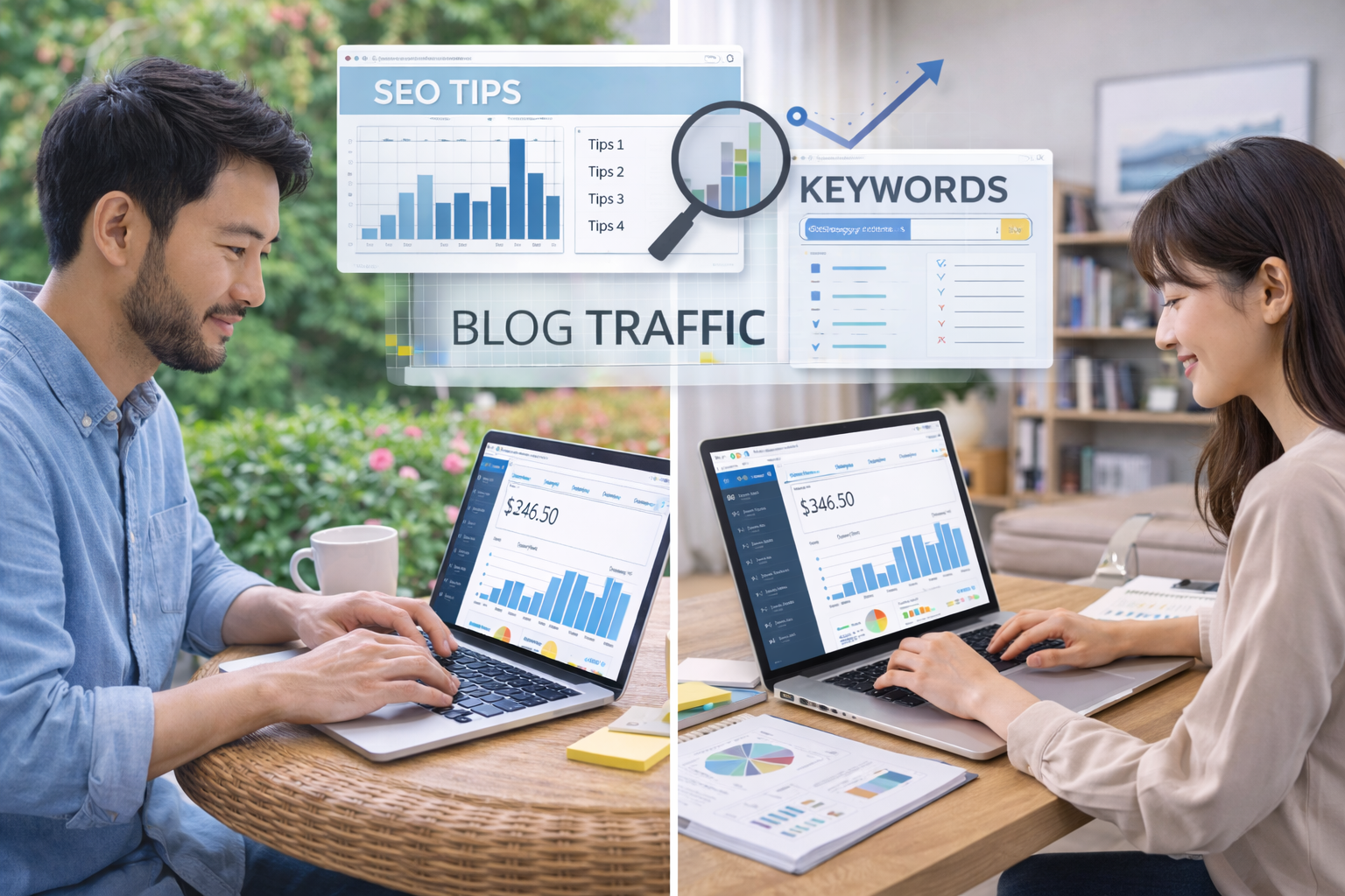 노트북하는모습, 블로그트랙픽분석, 재택근무