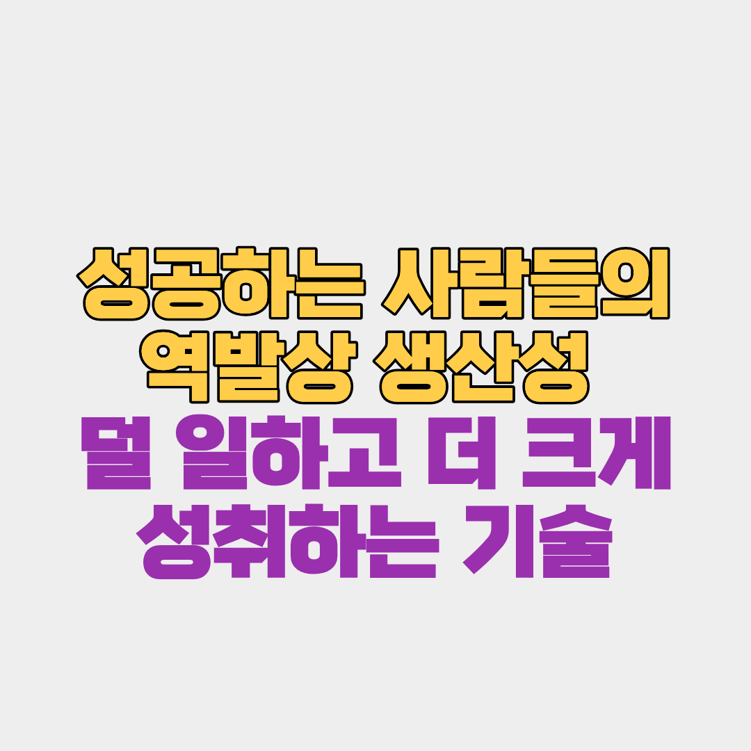 성공하는 사람들의 역발상 생산성