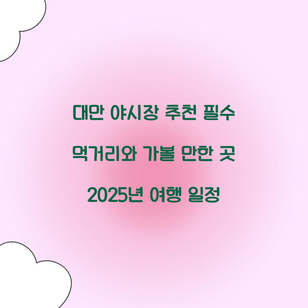 대만 야시장 추천