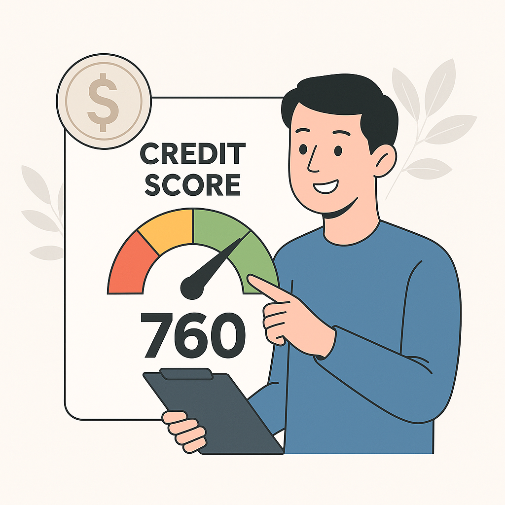 신용점수 확인하는 사람 일러스트