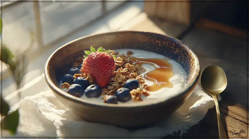 블루베리와-딸기-꿀-그래놀라를-곁들인-풍부한-아침-사진