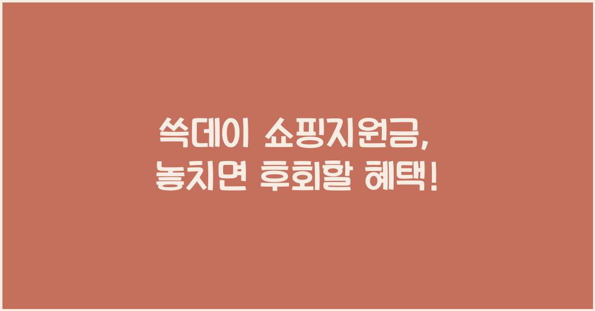 쓱데이 쇼핑지원금