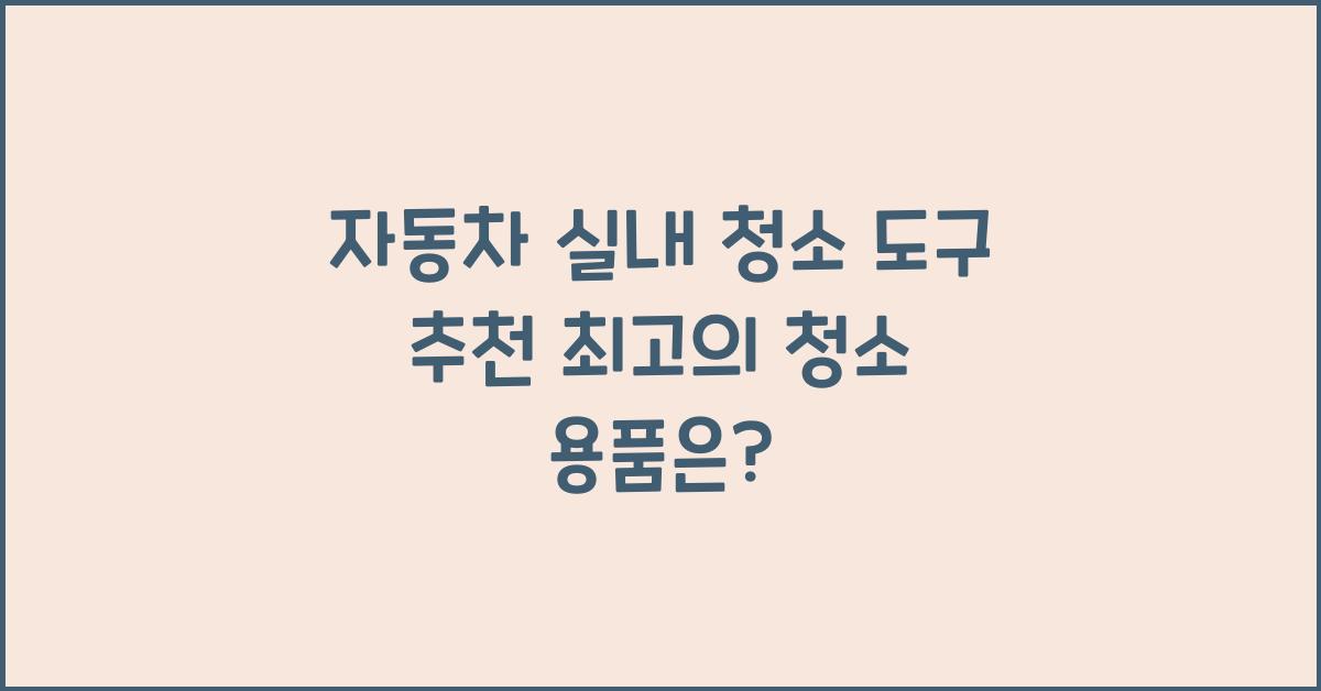 자동차 실내 청소 도구 추천