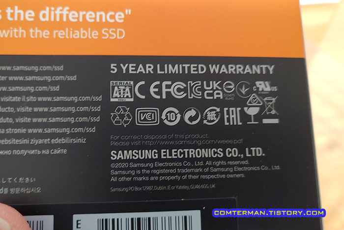 삼성 860 EVO SATA M.2 보증기간