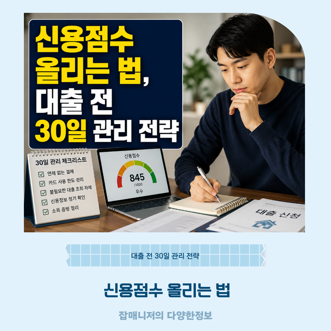 신용점수 올리는 법, 대출 전 30일 관리 전략