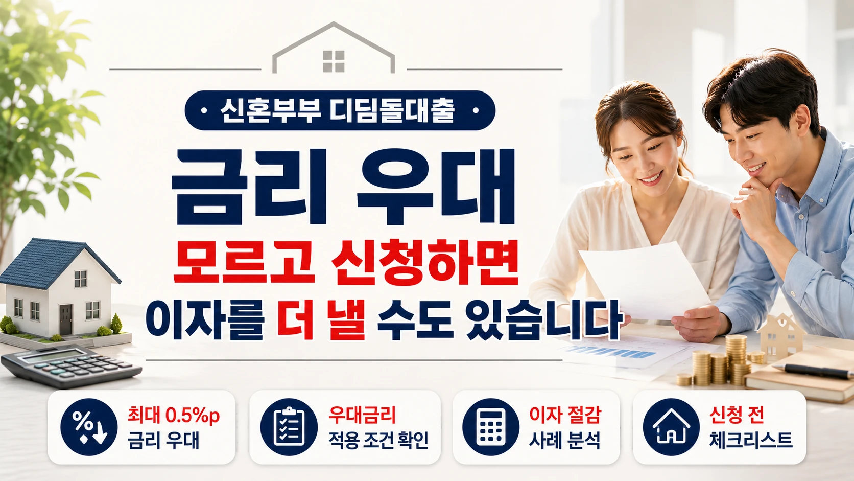 신혼부부 디딤돌대출 금리 우대 모르고 신청하면 이자를 더 낼 수도 있습니다