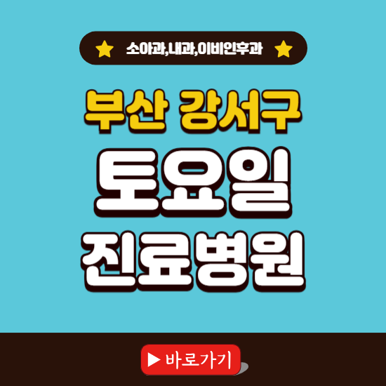 부산 강서구 토요일 진료 병원 찾기 ❘ 주말 문여는 소아과, 내과, 이비인후과 리스트