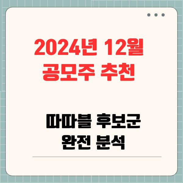 2024년 12월 공모주 추천: 따따블 후보군 완전 분석