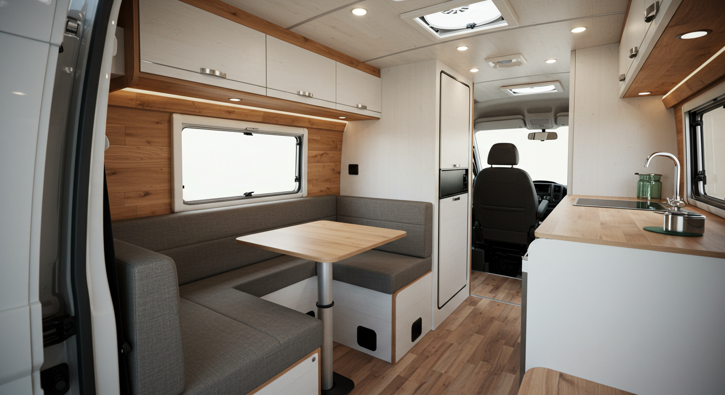 공간과 수납을 극대화한 캠핑카 내부 모습
