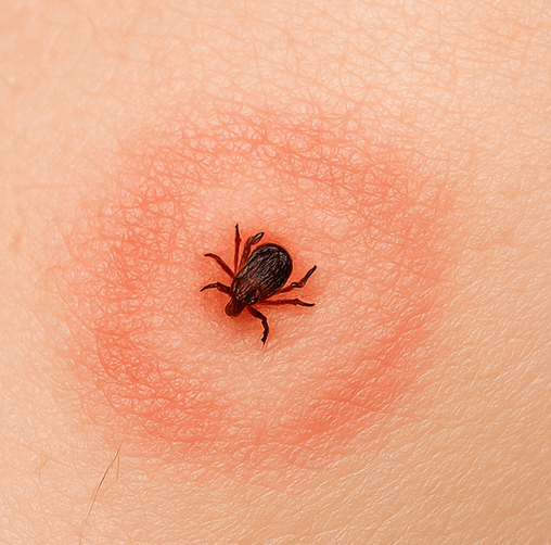 진드기에 물린 피부 자국 사진