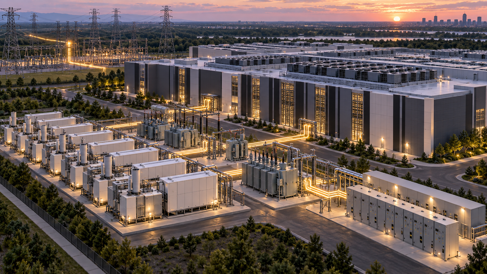 AI data center power demand connected to transformers, renewable energy and the U.S. electricity grid
