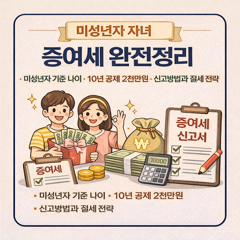미성년자 자녀 증여세 완전정리｜미성년자 기준 나이, 10년 공제 2천만원, 신고방법과 절세 전략