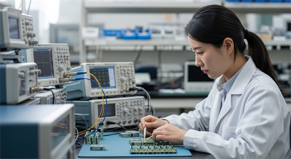 광모듈을 시험하는 연구원의 모습 