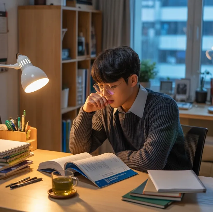 2025 원산지관리사 자격증 - 공부중인 남성
