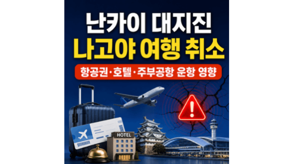 난카이-대지진-나고야-여행-취소-항공권-호텔-주부공항-운항-영향