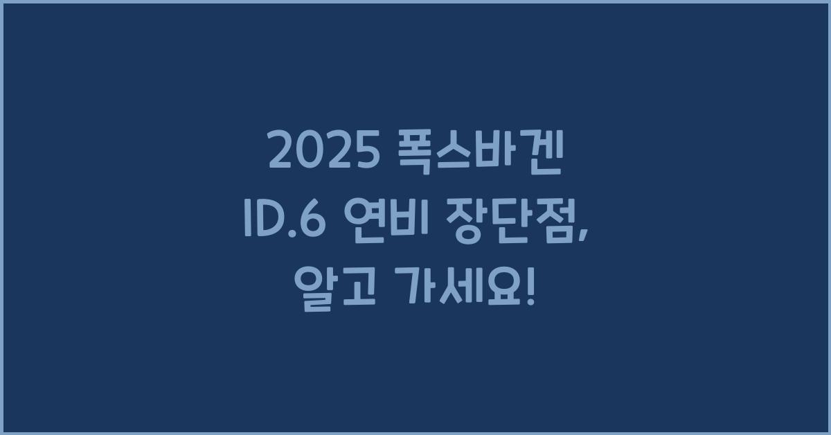 2025 폭스바겐 ID.6 연비 장단점
