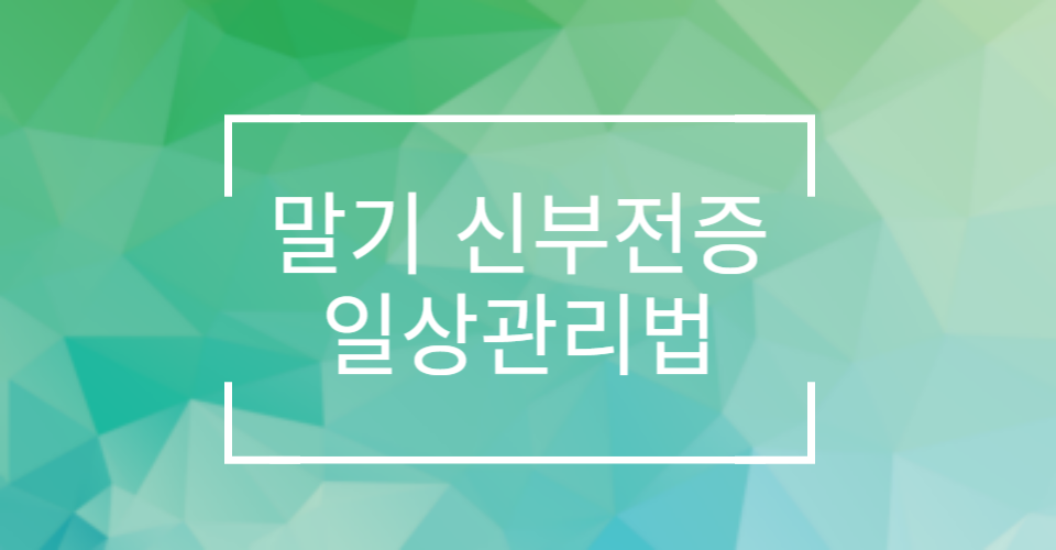 말기 신부전증 일상관리법