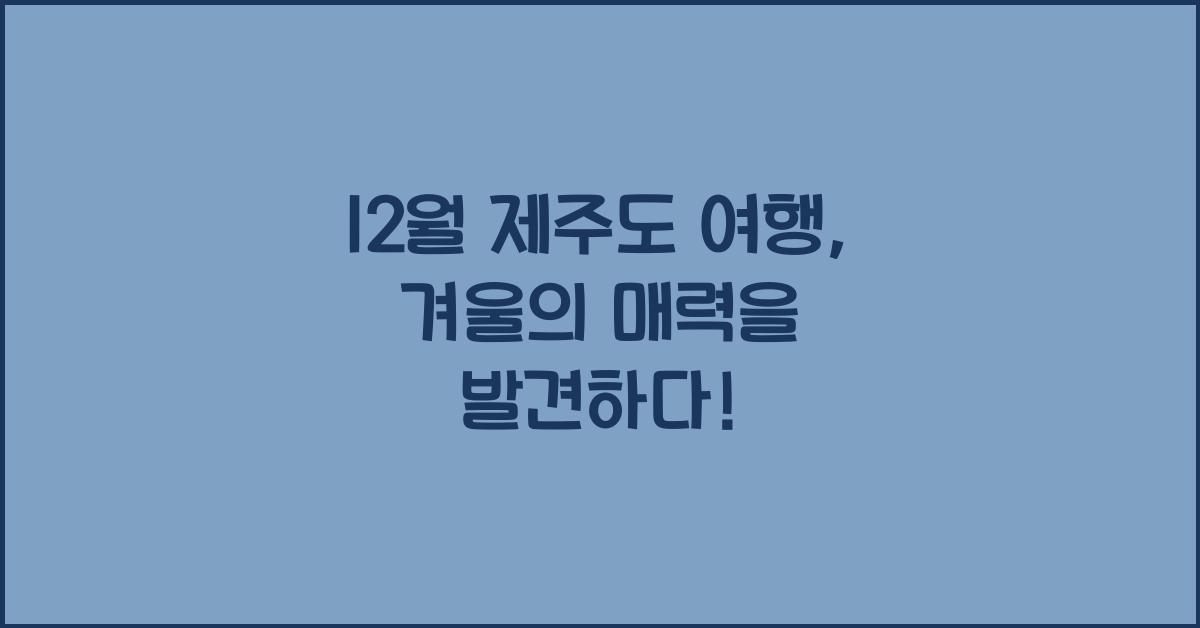 12월 제주도 여행