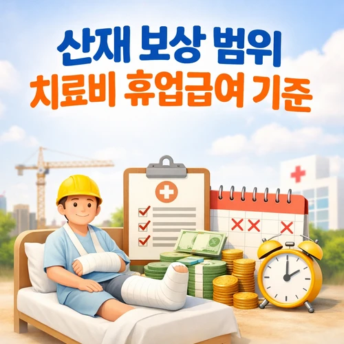 산재 보상 범위 치료비 휴업급여 기준