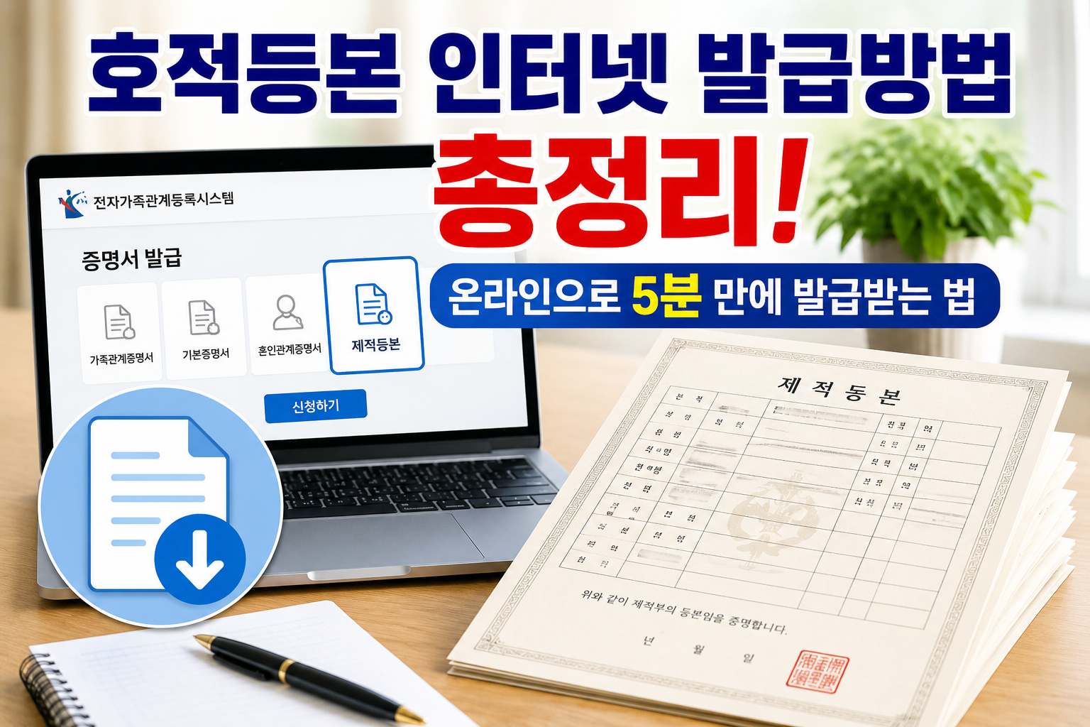호적등본 인터넷 발급방법 총정리! 온라인으로 5분 만에 발급받는 법 관련 사진