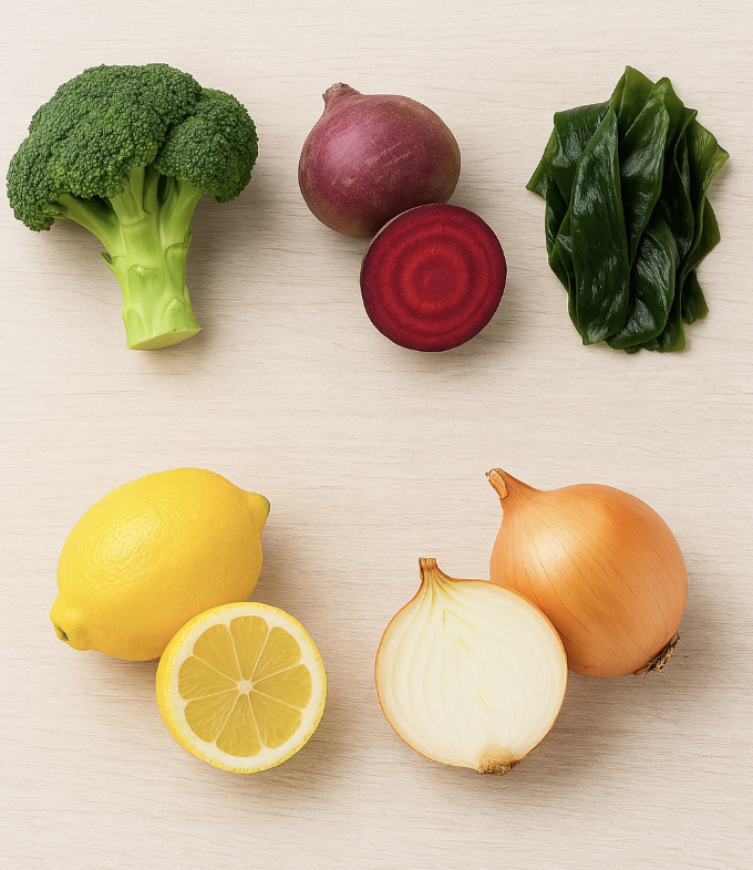 브로콜리,비트,미역,레몬,양파 이미지