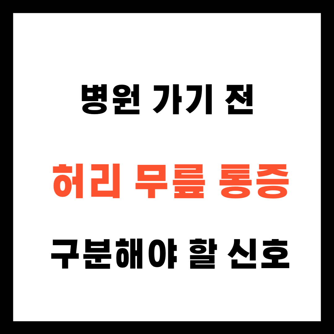 병원 가기 전, 허리·무릎 통증에서 꼭 구분해야 할 신호들