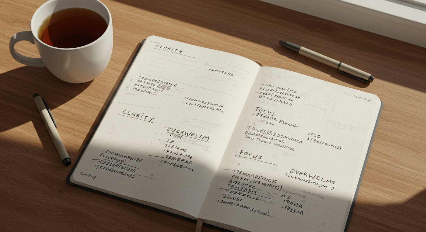 머릿속이 복잡할 때, 저는 이 노트를 씁니다 – 생각 정리 루틴에 관한 이미지