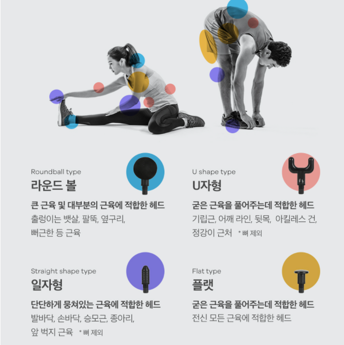 각 부위별 헤드 사용