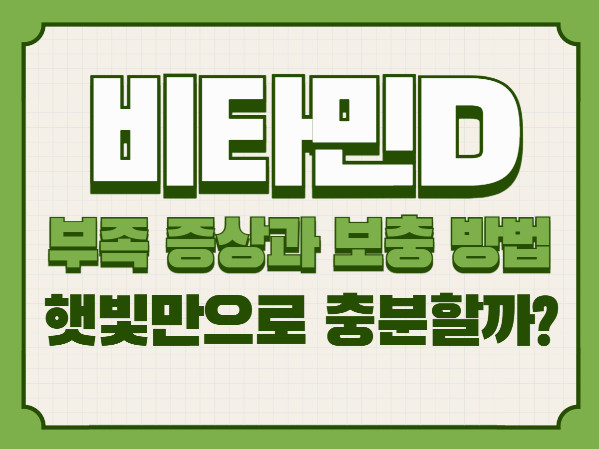 비타민D 부족 증상과 보충 방법|햇빛만으로 충분할까?