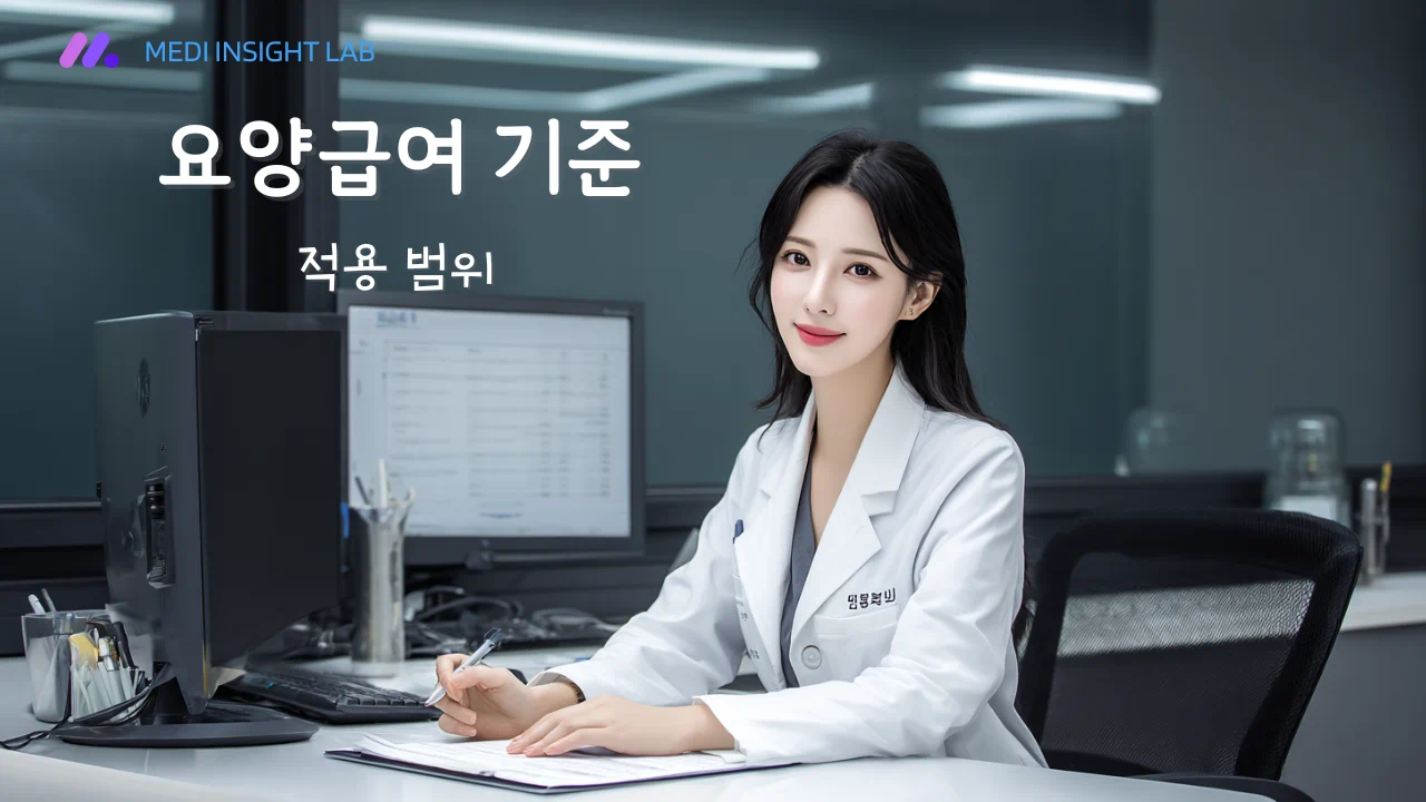 의료 심사 기준을 설명하는 문서와 병원 배경, 의학 보고서 스타일, 전문 의료 블로그 이미지