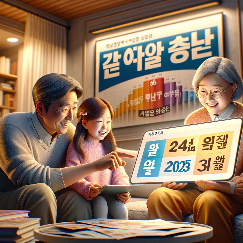 가족이 새로운 정보를 확인하며 기대하는 모습이 묘사되어 있습니다.