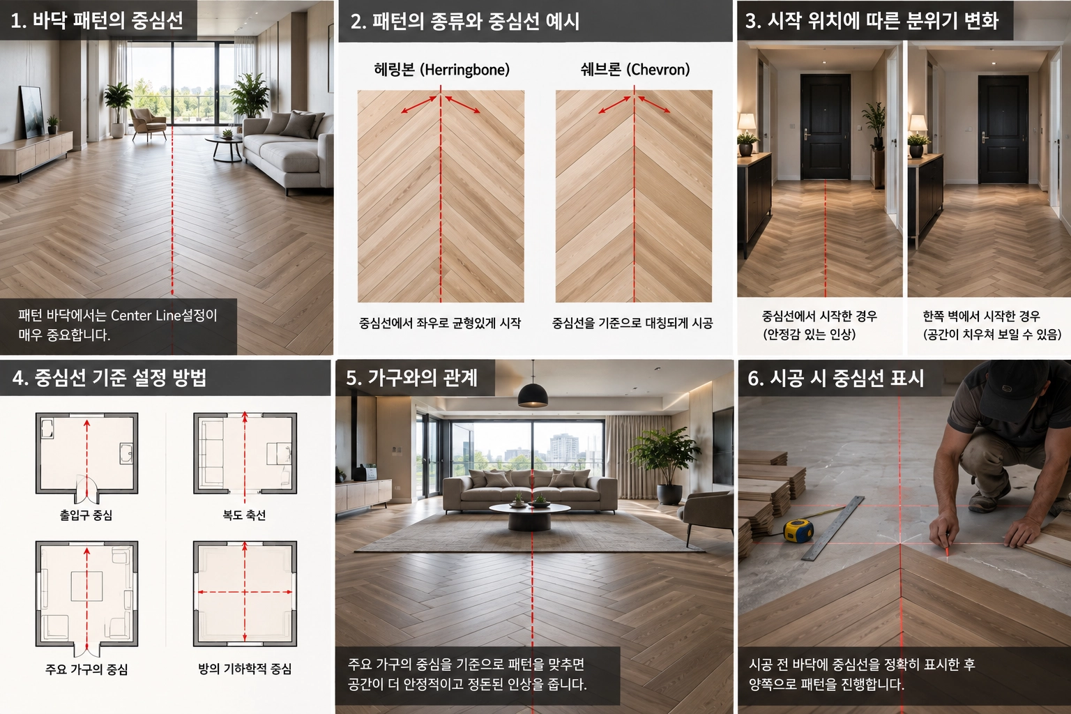 바닥 패턴의 중심선