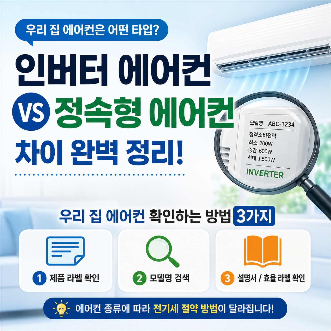 인버터 에어컨 정속형 차이와 우리 집 에어컨 확인 방법 3가지
