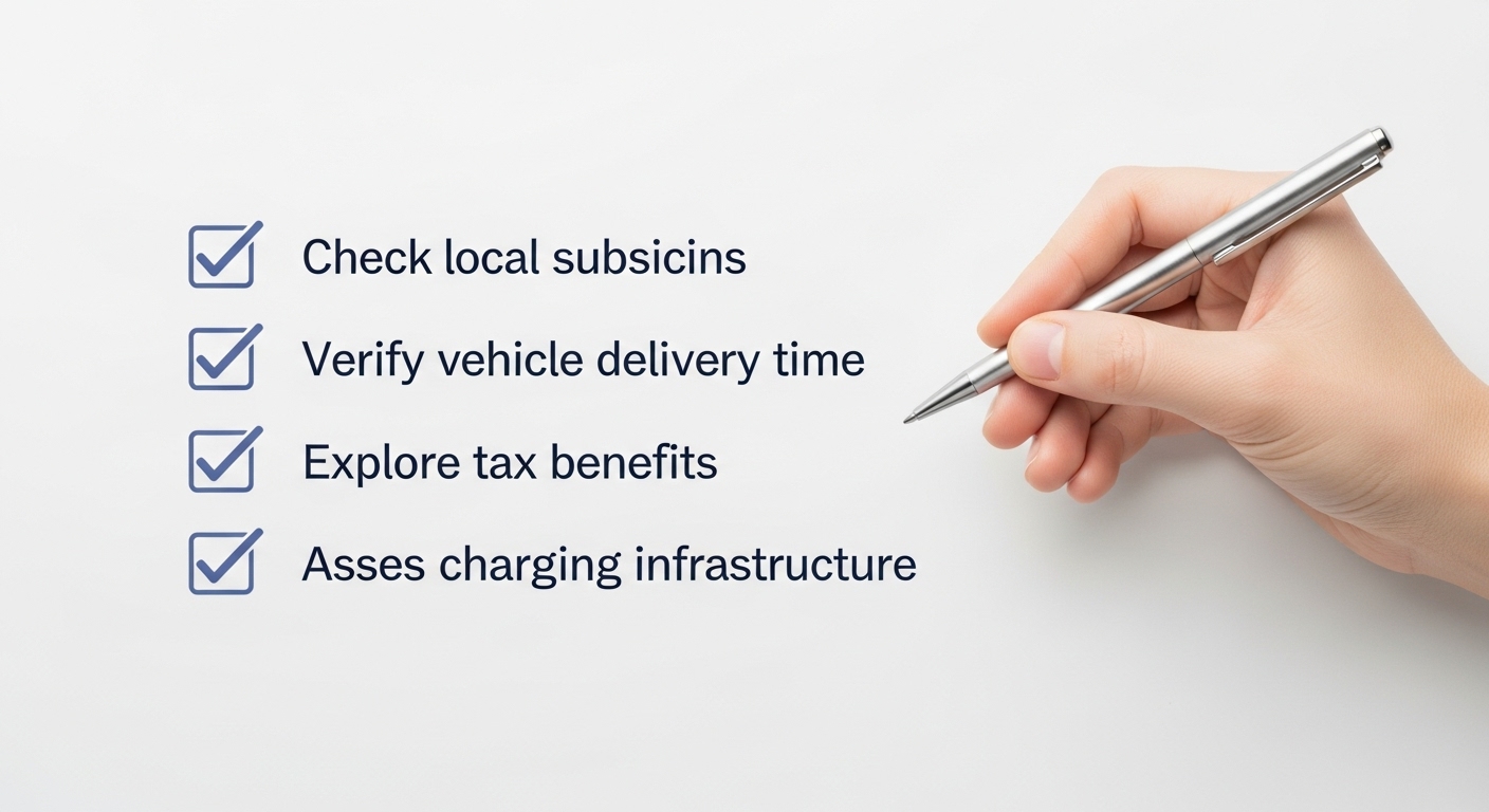 전기차 구매 전 필수 확인 사항들을 나타내는 체크리스트 이미지