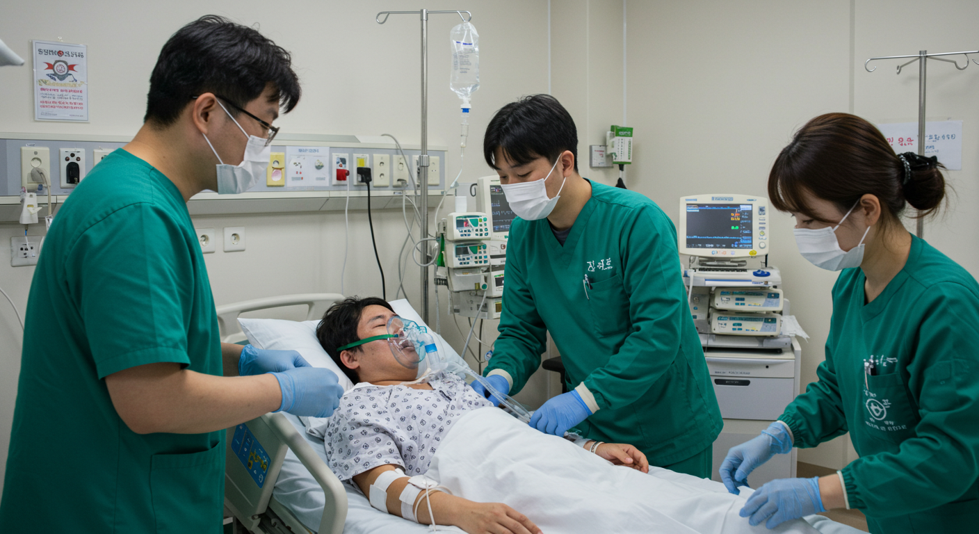 조류인플루엔자로 인한 중증 환자 치료 장면