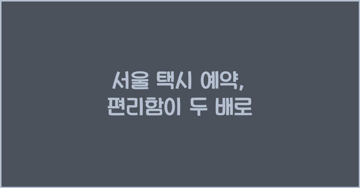 서울 택시 예약