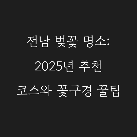 전남 벚꽃 명소: 2025년 추천 코스와 꽃구경 꿀팁 대표 이미지