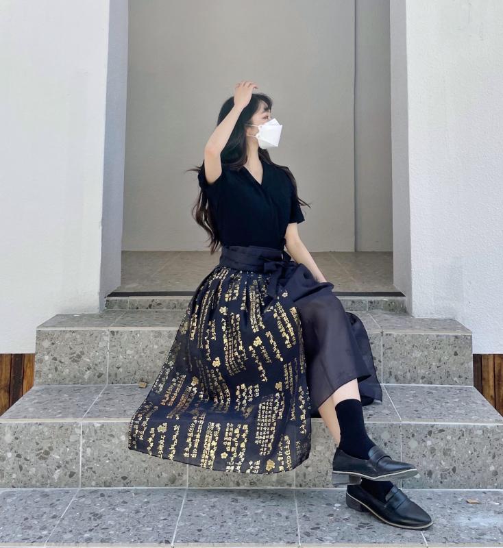 검정 한글 허리치마 정인옵다 자체제작 한복 생활한복